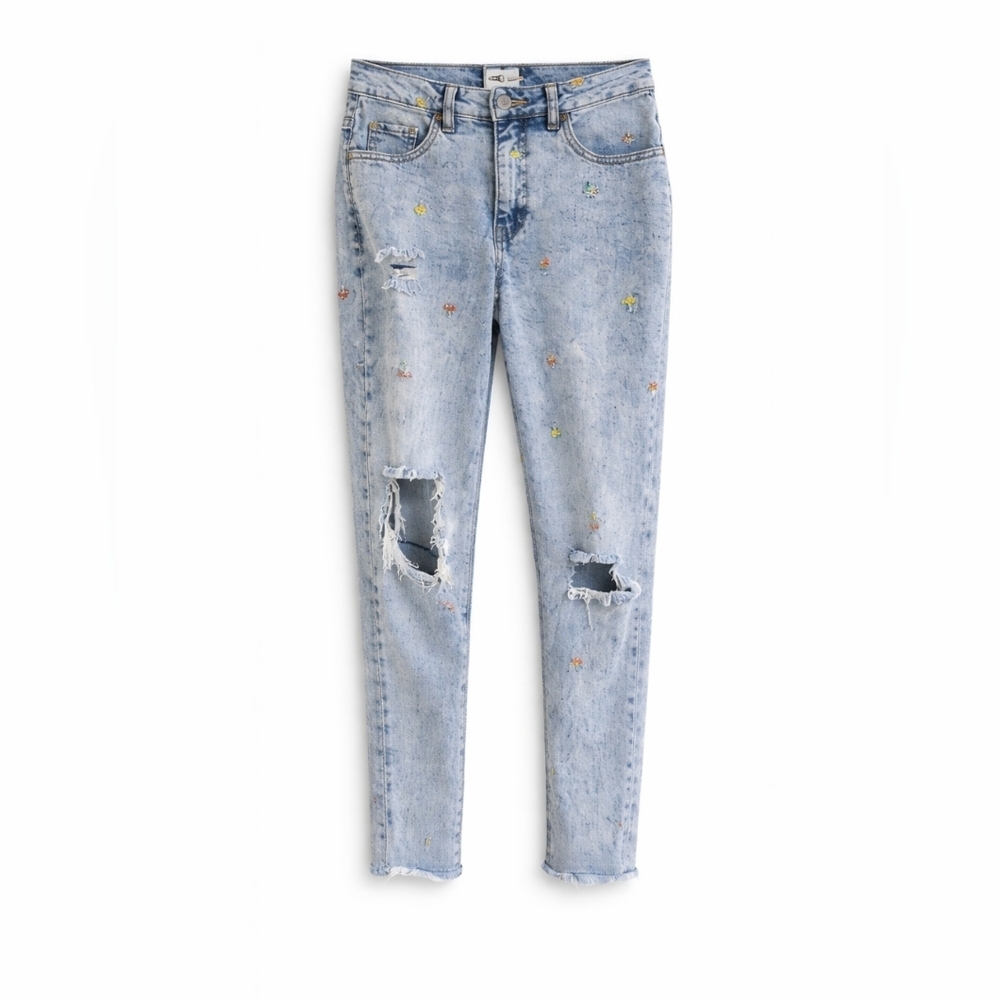 Tinseltown High Rise Embroidered Mushroom Jeans Juniors 1